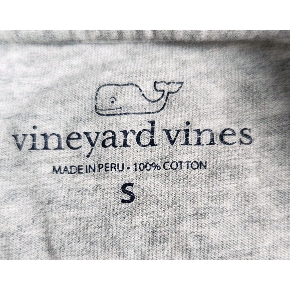 Vineyard Vines Long Sleeve Pocket T-Shirt Gray Men S Tropical Design Text Sleeve - Picture 4 of 9
